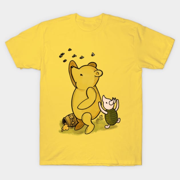 Winnie the Pooh, Piglet and the Bees T-Shirt by Alt World Studios